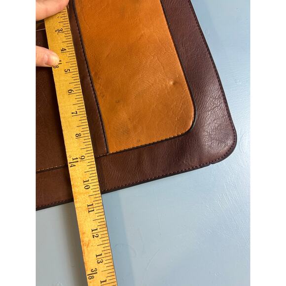 Vintage Clutch Two-toned Hand-Held Leather Red Interior Boho - Picture 7 of 7